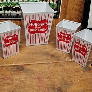4 Metal Popcorn Tins For Movie Night
